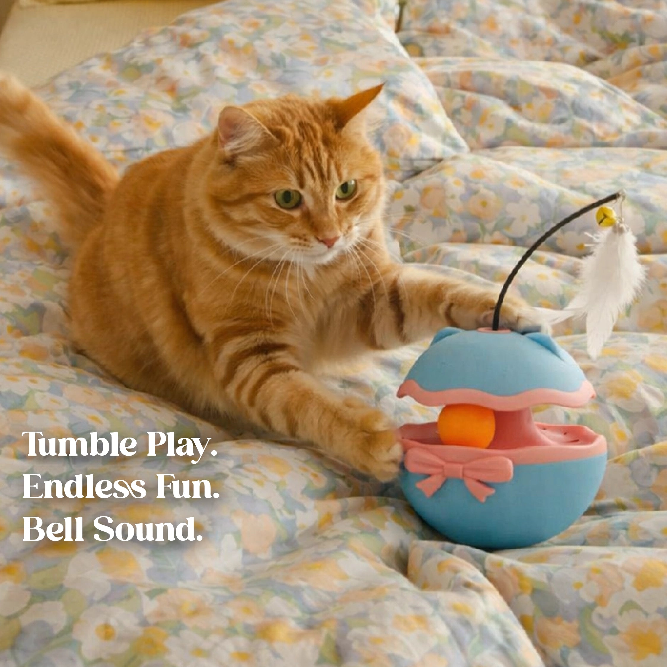 Ghungroo Toy – 360° Rolling Bell Cat Toy with Feather Teaser