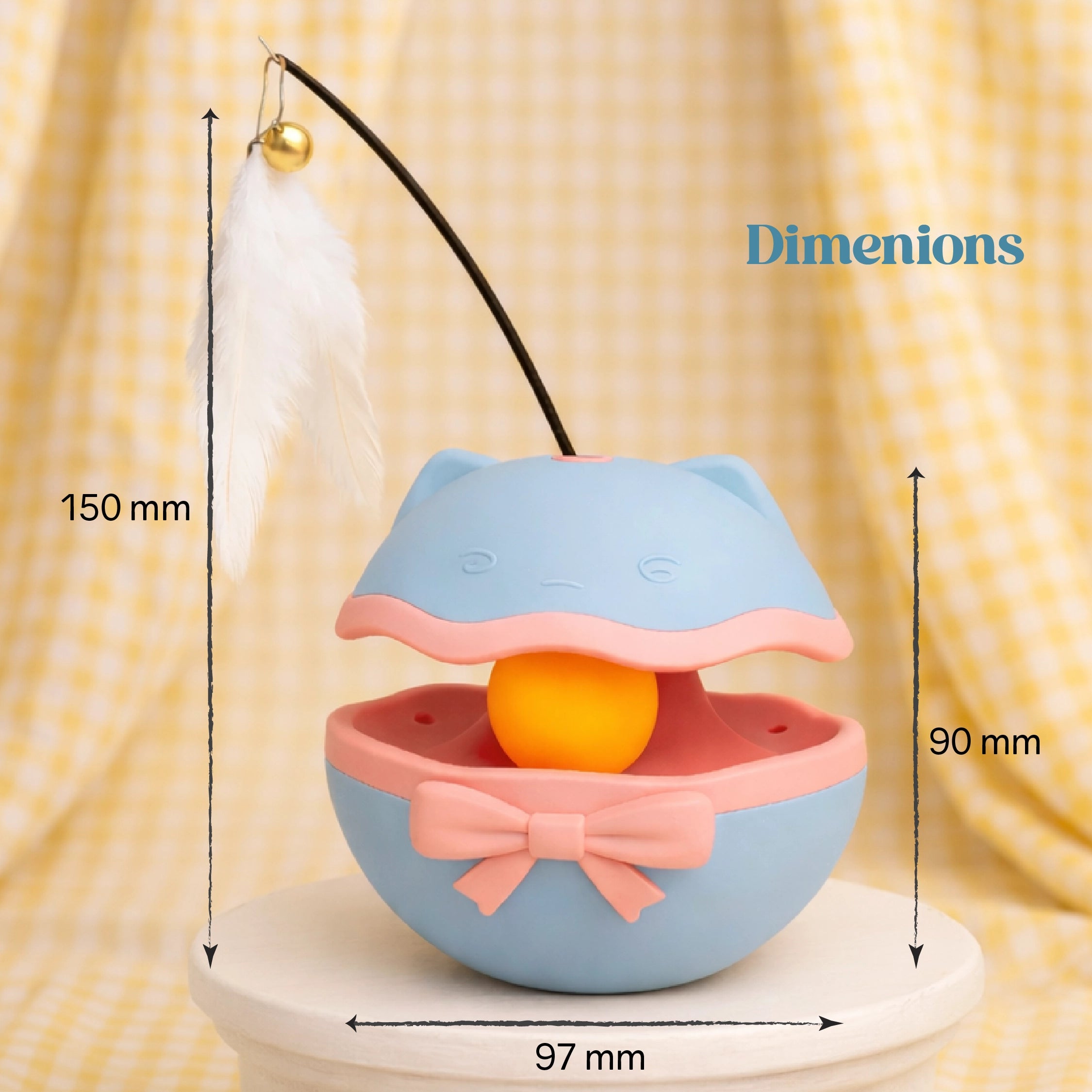 Ghungroo Toy – 360° Rolling Bell Cat Toy with Feather Teaser